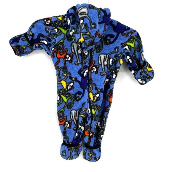 Molehill Mountain‎ Blue Fleece Bunting with Monkeys Size 3-6 Months - Picture 2 of 7